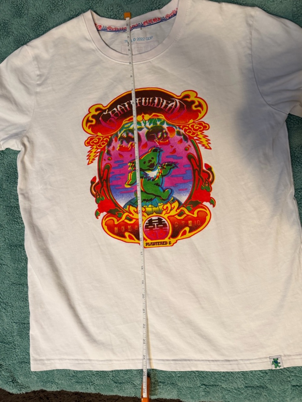 Grateful Dead x Plastered Graphic Tee Shirt White Multicolor Bear Print Size L - Picture 7 of 14